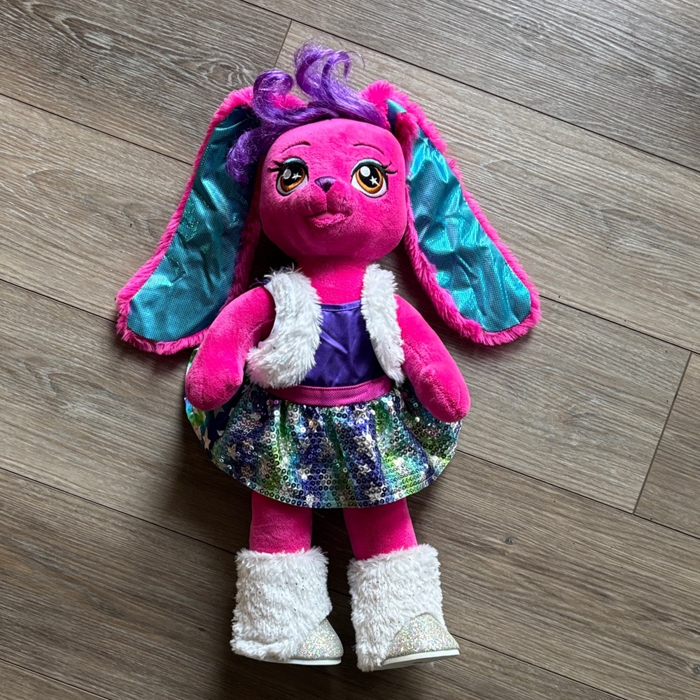 Build-A-Bear Pink and Purple Bunny with Sequin Skirt